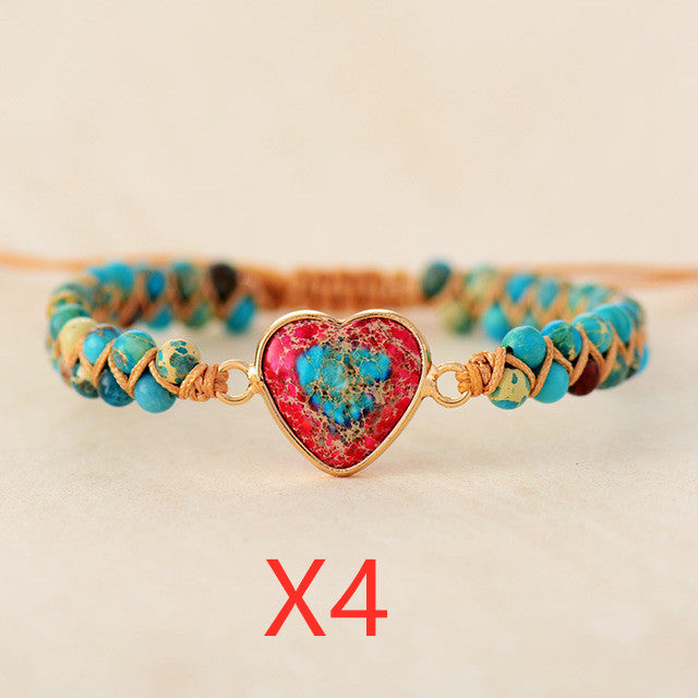 Red Emperor Stone Bracelet Peach Heart Love Bracelet Braided Bracelet Mostore.com