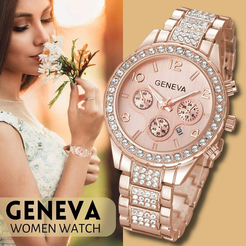 Women Classic Stainless Steel Crystal Quartz Round Analog Wrist Watch For Women Mostore.com