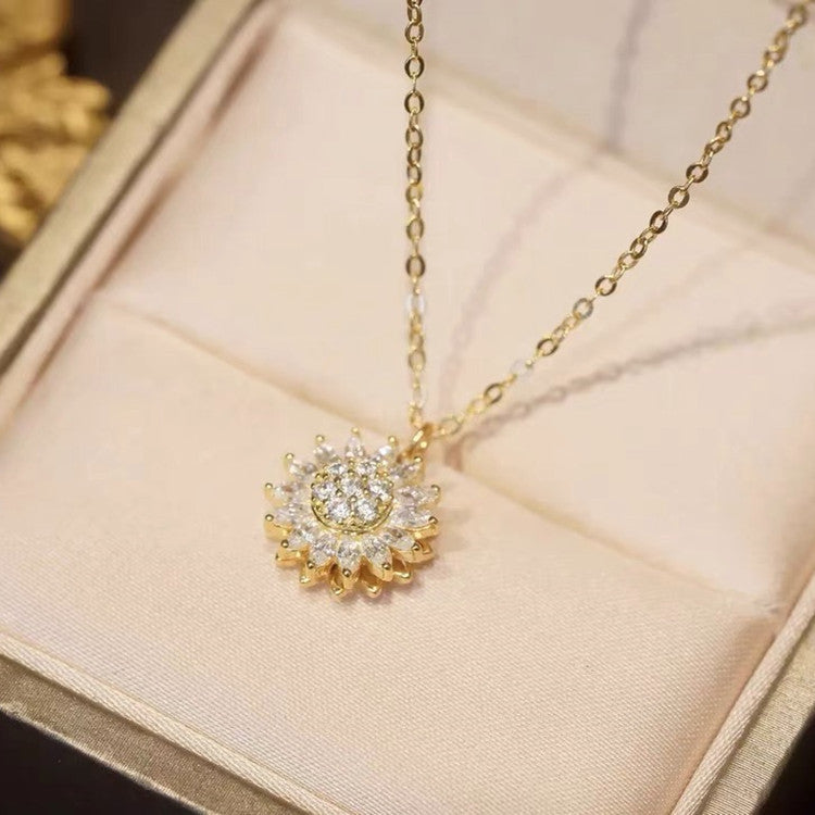 Rotatable Sunflower Necklace Full Of Diamonds Mostore.com