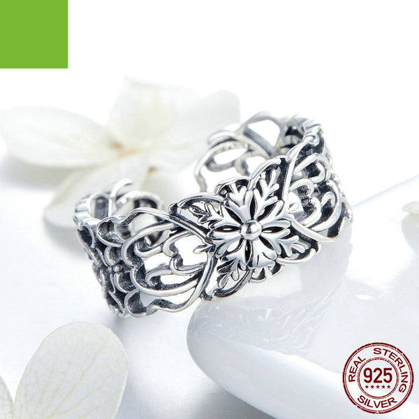 Vintage Flower Ring Silver 925 Sterling Silver Ring Mostore.com