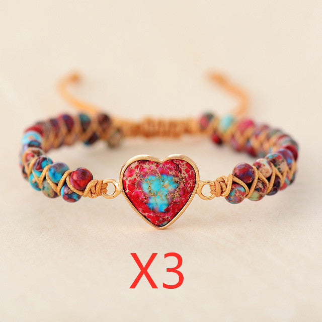 Red Emperor Stone Bracelet Peach Heart Love Bracelet Braided Bracelet Mostore.com