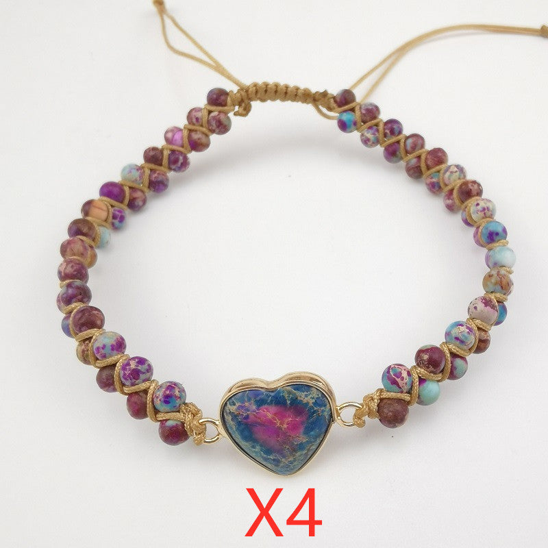 Red Emperor Stone Bracelet Peach Heart Love Bracelet Braided Bracelet Mostore.com