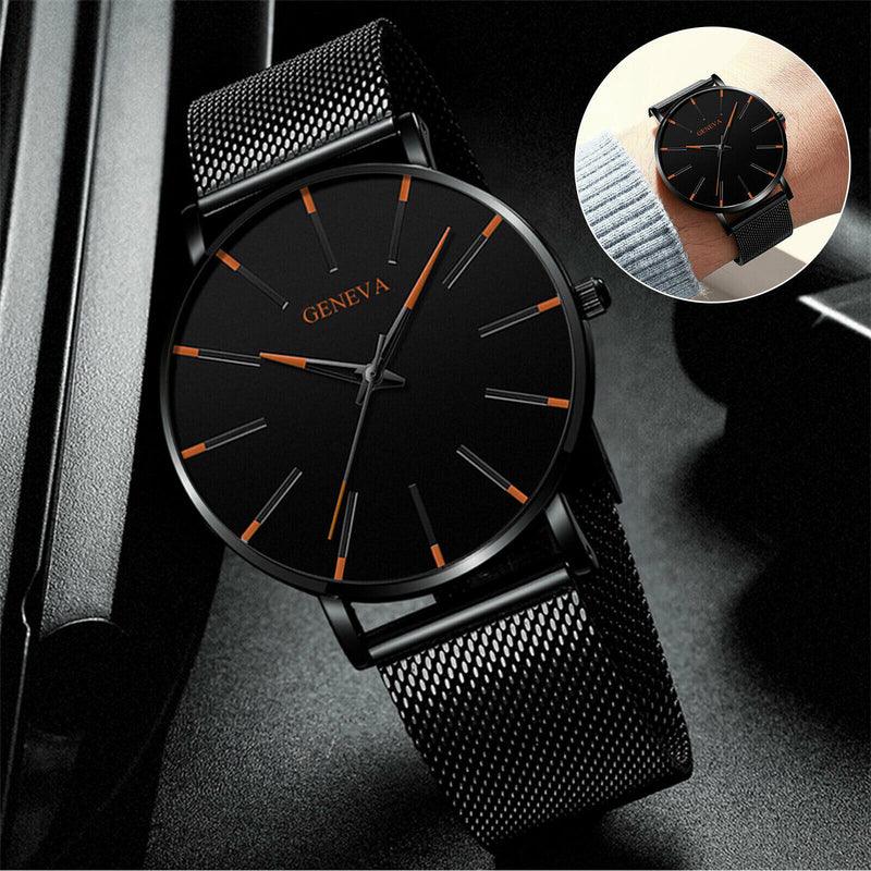 Luxury Men's Quartz Watch Stainless Steel Analog Ultra Thin Waterproof Business Mostore.com