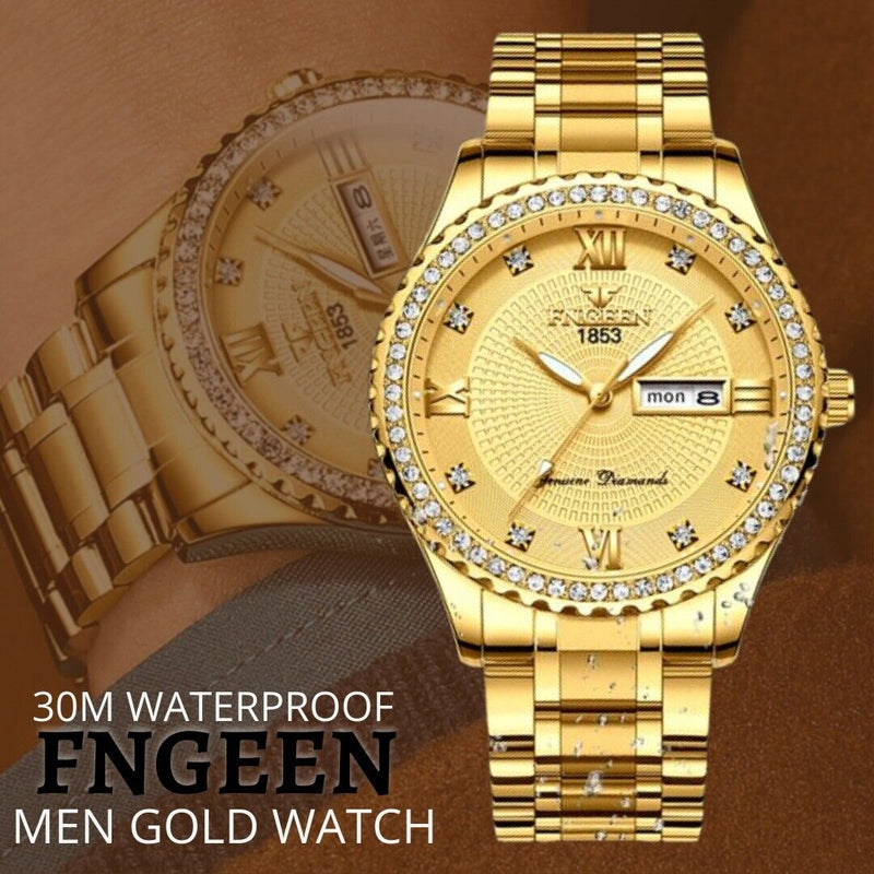 Classic Gold Men Quartz Watch Relojes De Hombre Stainless Steel Business Watches Mostore.com