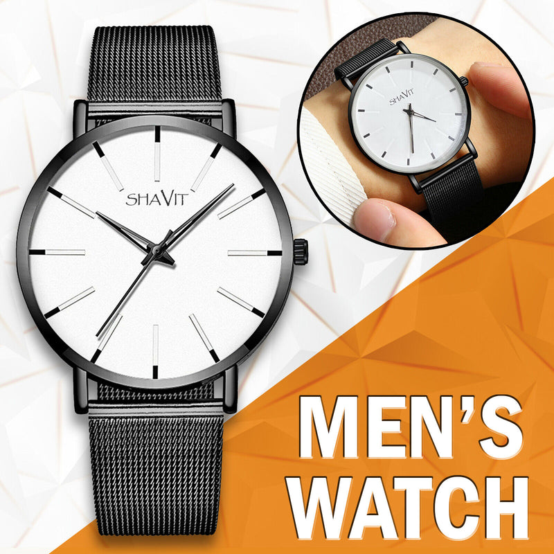 Luxury Men's Quartz Watch Stainless Steel Analog Ultra Thin Waterproof Business Mostore.com