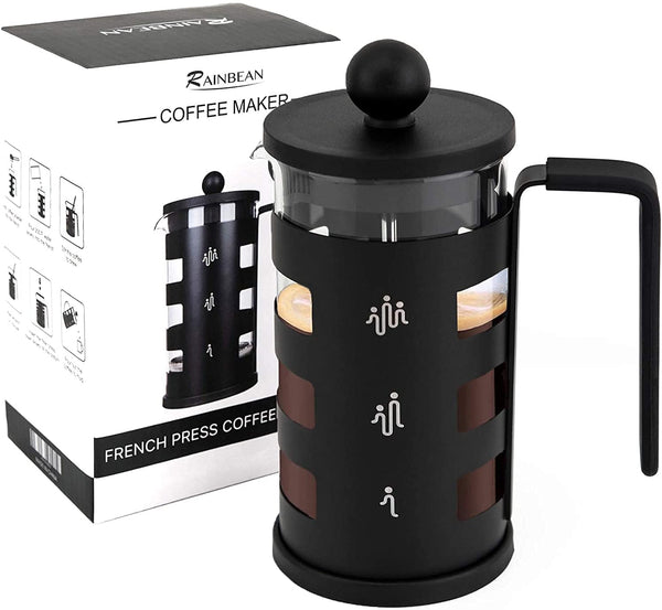 Stainless Steel Cafetiere 8 Cup, RAINBEAN French Press Coffee Maker Easy Cleaning Cafeteria, Double Walled Heat Resistant Borosilicate Glass Coffee Caffettiera, 1000ml /34 oz, Black, Amazon Banned Mostore.com