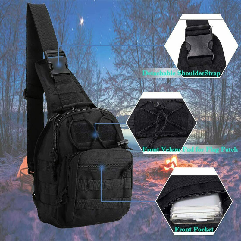 Men Backpack Tactical Sling Bag Chest Shoulder Body Molle Day Pack Pouch Black Mostore.com