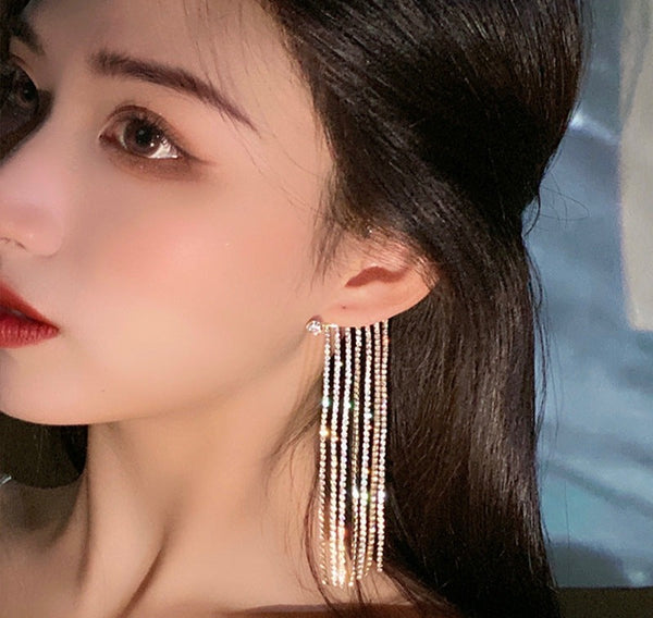 Fashionable And Simple Long Tassel Earrings Mostore.com