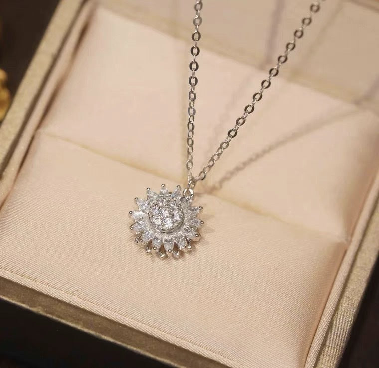 Rotatable Sunflower Necklace Full Of Diamonds Mostore.com