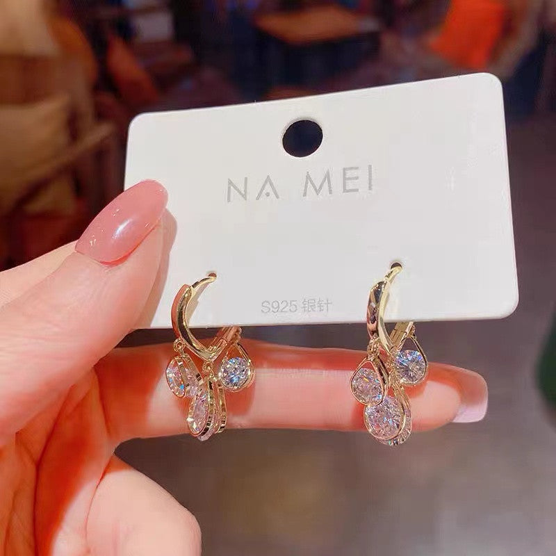Peach Heart Zircon Ladylike Petite Earrings Mostore.com