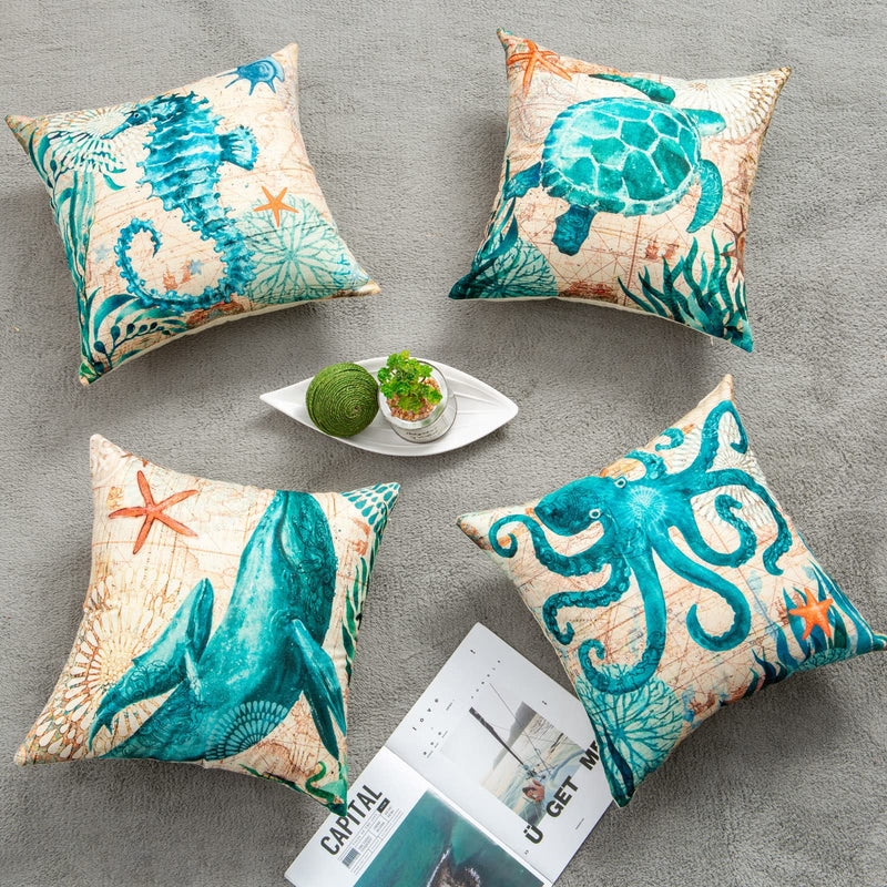 Cushion Covers Sea Turtle Printed Throw Pillow Cases For Home Decor Sofa Chair Seat Mostore.com
