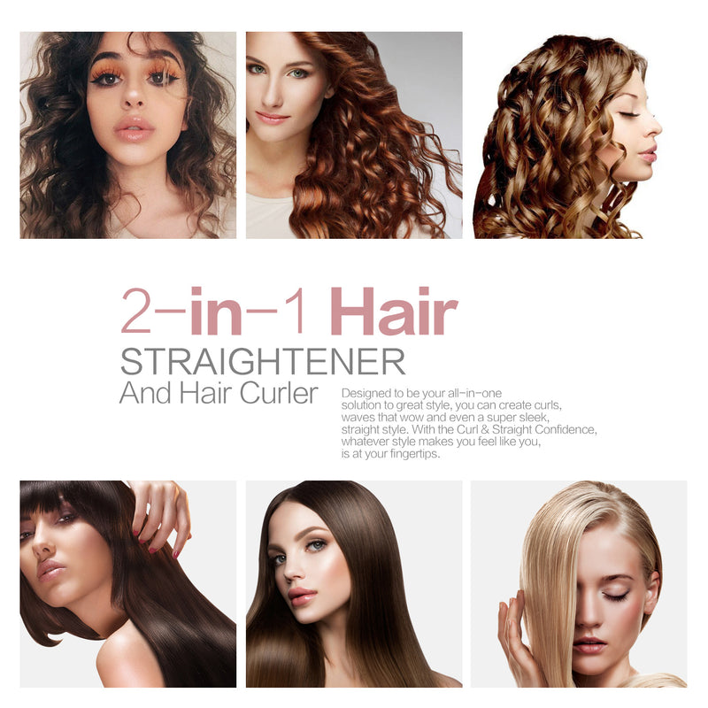 2 in 1 Electric Hair Straightener Ceramic Curling Wand Iron Curler Mostore.com